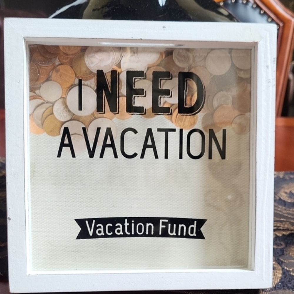 Vacation Fund Shadow Box Bank - White